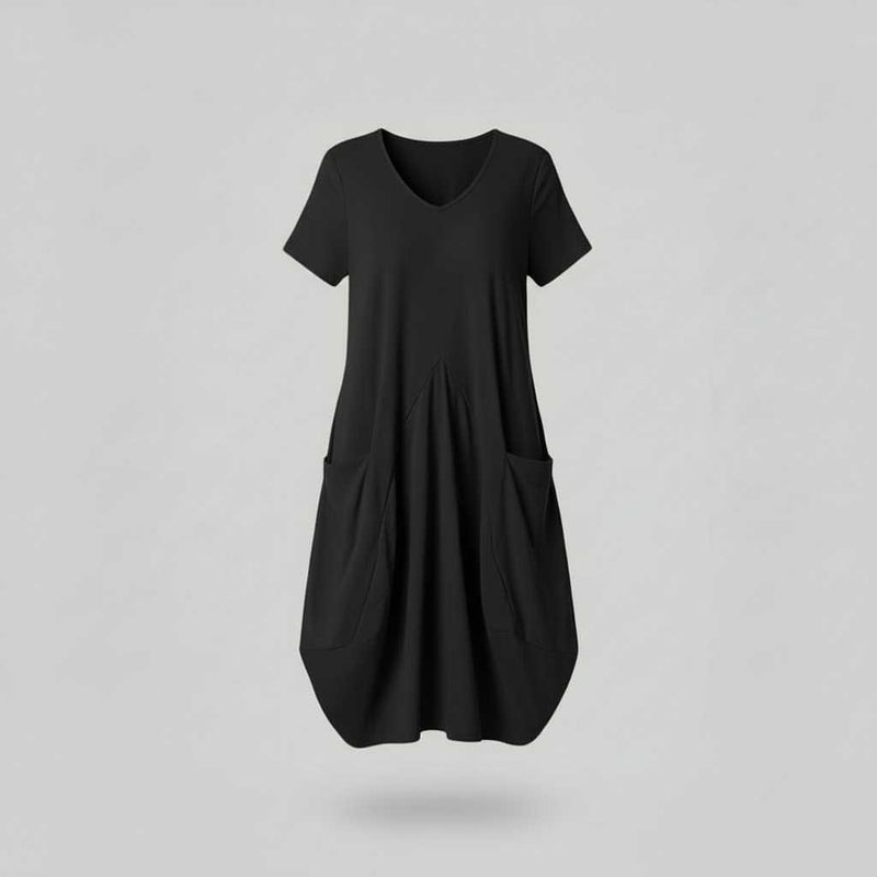 Summer Midi Dress | Women's Loose Fitting Crew Neck Dress