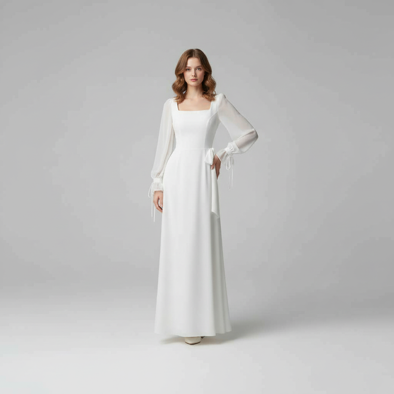 Elegant Long Sleeve Maxi Dress | Floor-Length Wedding Guest Dress
