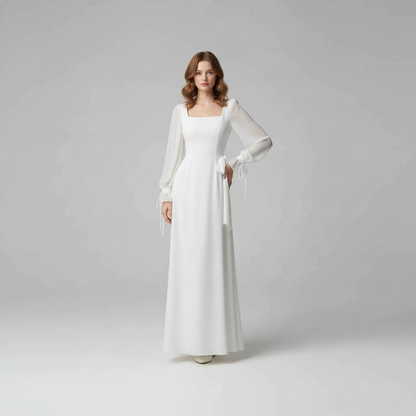 Elegant Long Sleeve Maxi Dress | Floor-Length Wedding Guest Dress