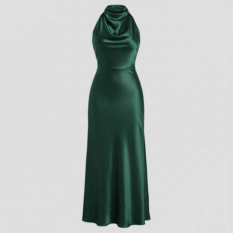 Halter Evening Dress | Elegant Midi Dress for Formal Events