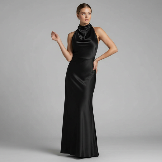 Halter Evening Dress | Elegant Midi Dress for Formal Events