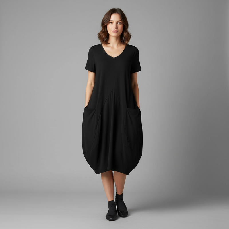 Summer Midi Dress | Women's Loose Fitting Crew Neck Dress