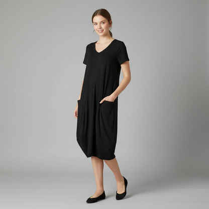 Summer Midi Dress | Women's Loose Fitting Crew Neck Dress