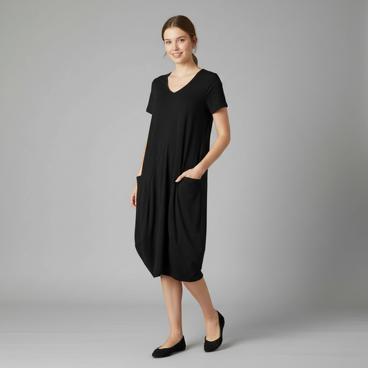 Summer Midi Dress | Women's Loose Fitting Crew Neck Dress