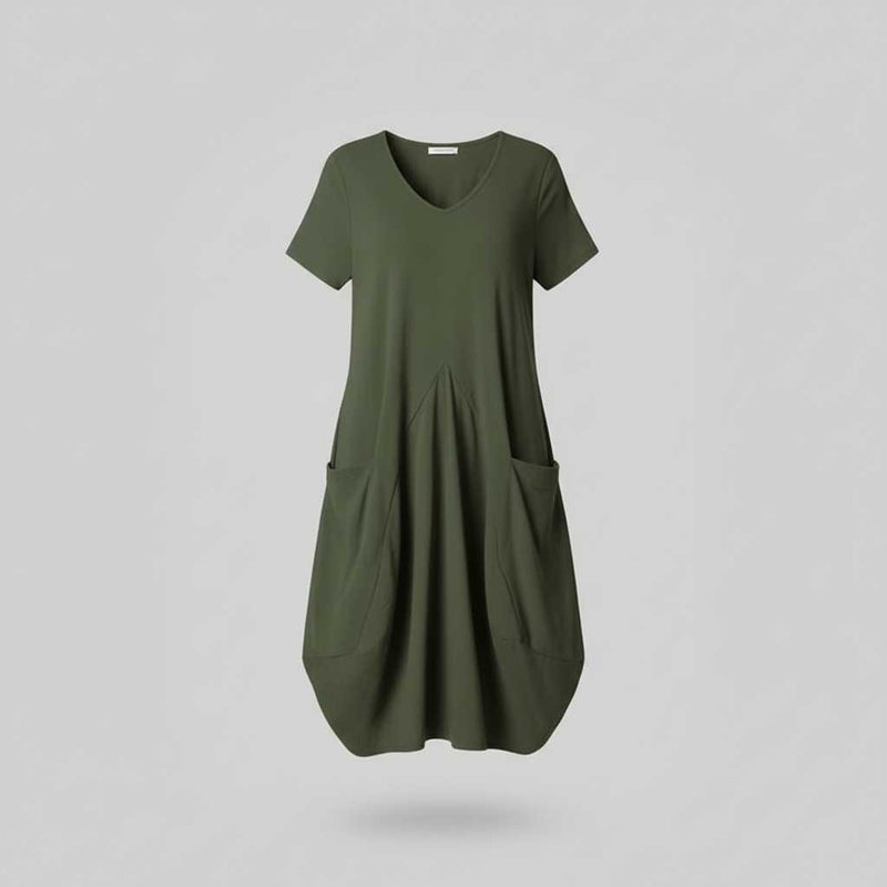Summer Midi Dress | Women's Loose Fitting Crew Neck Dress