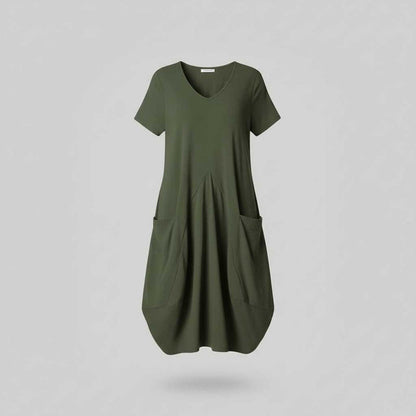 Summer Midi Dress | Women's Loose Fitting Crew Neck Dress