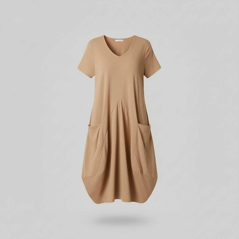 Summer Midi Dress | Women's Loose Fitting Crew Neck Dress