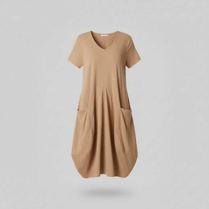 Summer Midi Dress | Women's Loose Fitting Crew Neck Dress