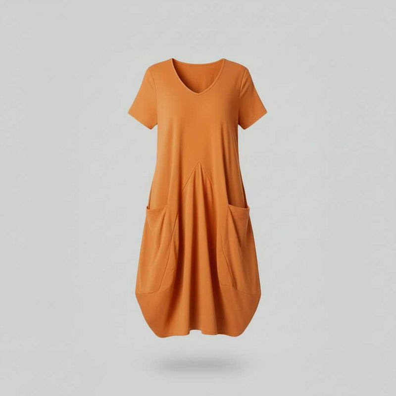 Summer Midi Dress | Women's Loose Fitting Crew Neck Dress