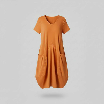 Summer Midi Dress | Women's Loose Fitting Crew Neck Dress